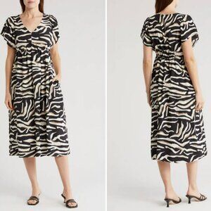 Ellen Tracy V-Neck Flutter Sleeve Dress